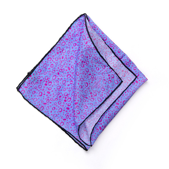 PENROSE BLUE & HOT PINK PAISLEY POCKET SQUAREMENS SIZE 41X41